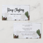 Weiß verzweifeltes Holz Rustikale Weihnachten Visitenkarte (Vorne/Hinten)