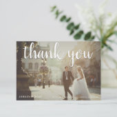 Weiß Vielen Dank 2 Foto Hochzeit Danke Karte (Stehend Vorderseite)