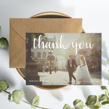 Weiß Vielen Dank 2 Foto Hochzeit Danke Karte