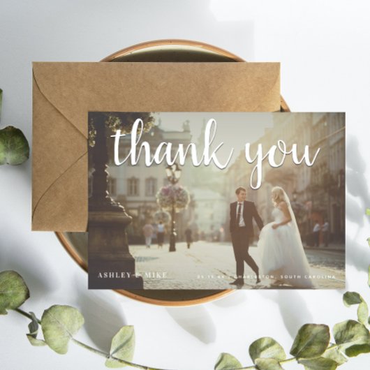 Weiß Vielen Dank 2 Foto Hochzeit Danke Karte