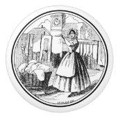 Weiß, Vintages Bauernhaus Waschsalon Keramikknauf (Vorderseite)