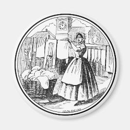 Weiß, Vintages Bauernhaus Waschsalon Magnet