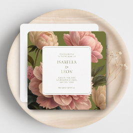 Weiß | Vintages Olivenöl und Rose Einladung zur Ho