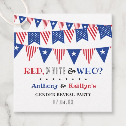 Weiß & Wer? 4. Juli Party über geschlechtsspezifis Geschenkanhänger (Vorderseite)