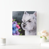 Weiß Westie des Hund82 Quadratische Wanduhr (Zuhause)
