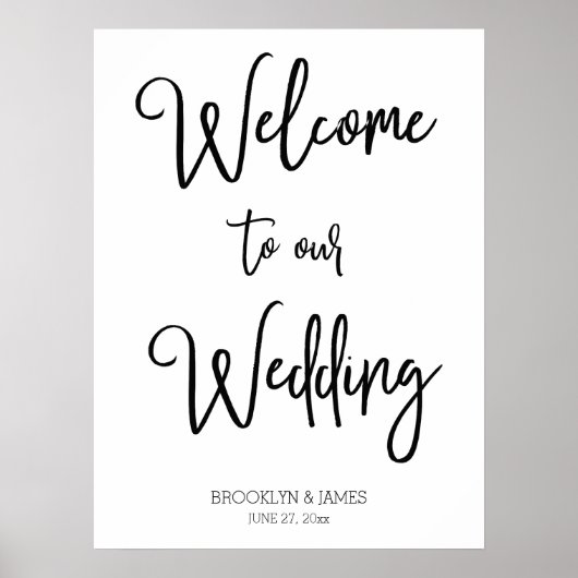 Weiß Willkommen bei unserem Hochzeitsempfangsschil Poster (Vorne)