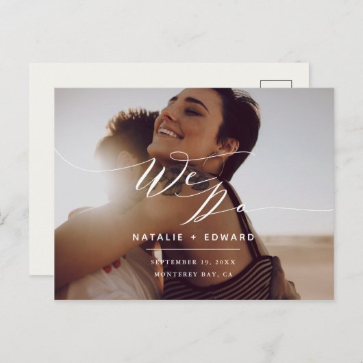 Weiß wir machen Drehbuch elegante Hochzeitsfeier F Postkarte (Vorne/Hinten)