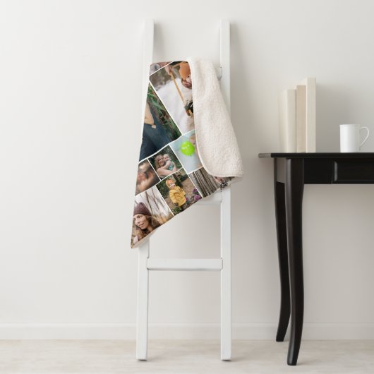 Weiß Wirbel der Familienname 25 FotoCollage Sherpadecke (Beispiel)