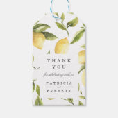 Weiß | Zitronen und grüne Blätter Hochzeit danke Geschenkanhänger (Vorderseite)