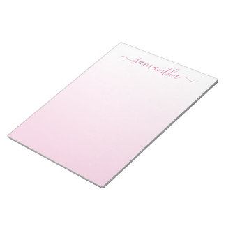 Weiss zu Hellrosa Farbverlauf Girly Unterschrift Notizblock