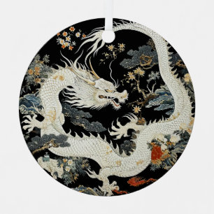 Weißasiatischer Drache Ornament Aus Metall