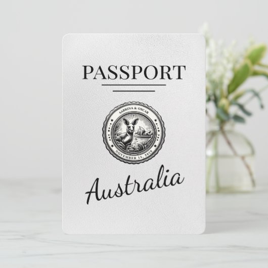 Weißaustralienpass Save the Date (Stehend Vorderseite)