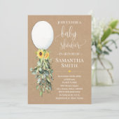 Weißballon Eukalyptus Grüne Babydusche Einladung (Stehend Vorderseite)