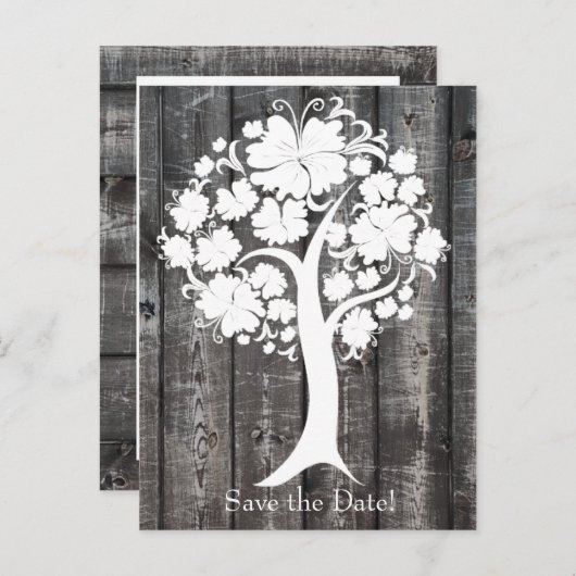 Weißbaum Altes Holz Save the Date Ankündigungspostkarte (Vorne/Hinten)