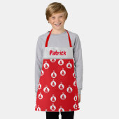 Weißbaumschmuck auf Rot Schürze (Getragen)