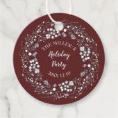 Weißbeeren Winterkranz auf Maronrot Geschenkanhänger (Vorderseite)