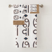 Weißbeige Random Symbole Badetuch Set (Insitu)