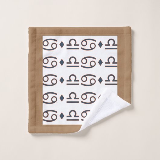 Weißbeige Random Symbole Badetuch Set (Waschlappen)