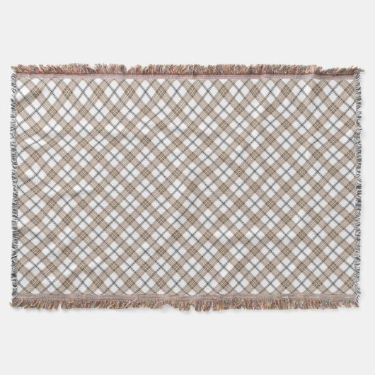 Weißbeige schwarze diagonale, karierte Muster Decke (Vorderseite)