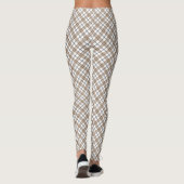 Weißbeige schwarze diagonale, karierte Muster Leggings (Rückseite)