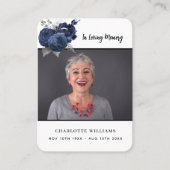 Weißblauer Foto-Beerdigungskarte Visitenkarte (Vorderseite)