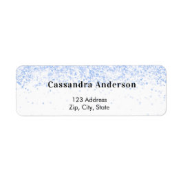 Weißblauer Glitzer glamouröse Rücksendeadresse