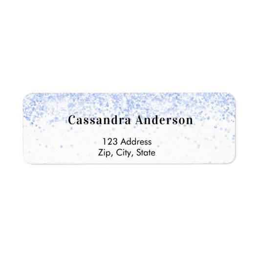 Weißblauer Glitzer glamouröse Rücksendeadresse (Vorne)