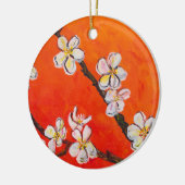 Weißblühzweig Keramik Ornament (Links)