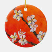 Weißblühzweig Keramik Ornament (Hinten)