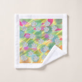 Weißblüten Regenbogengeo Badhandtuch Set (Waschlappen)