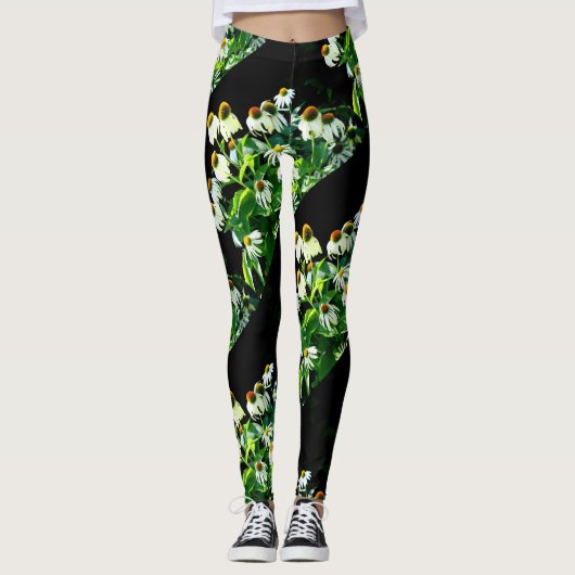 Weißblütenschwarz Leggings (Vorderseite)