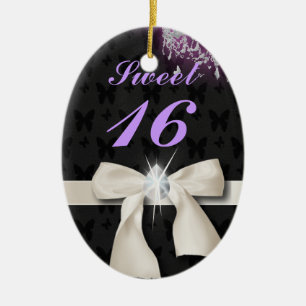 Weißbogenkronleuchter 16 . Geburtstag Keramik Ornament