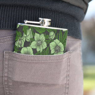 Weißbohrer mit Blätter Flachmann