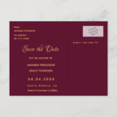 Weißbordeauxblumen Save the Date Hochzeiten Ankündigungspostkarte (Rückseite)