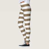 Weißbraune und weiße Farbe, horizontal gestreift Leggings (Links)