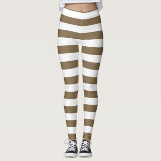 Weißbraune und weiße Farbe, horizontal gestreift Leggings