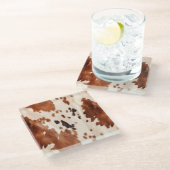Weißbrauner Cowhide Glasuntersetzer (Schrägansicht)