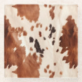 Weißbrauner Cowhide Glasuntersetzer (Vorderseite)