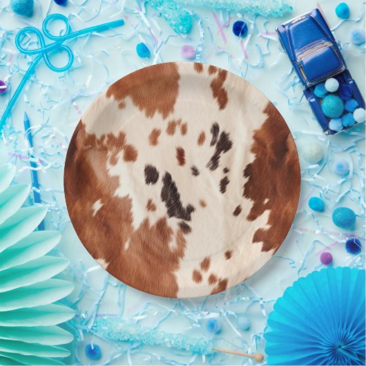 Weißbrauner Cowhide Pappteller (Party)