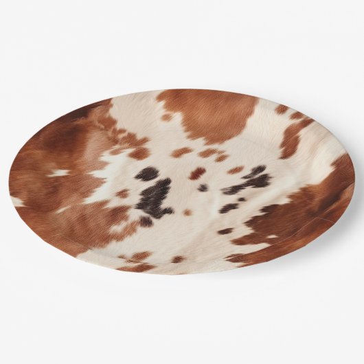 Weißbrauner Cowhide Pappteller (Schrägansicht)