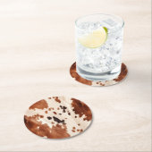 Weißbrauner Cowhide Runder Pappuntersetzer (Vor Ort)