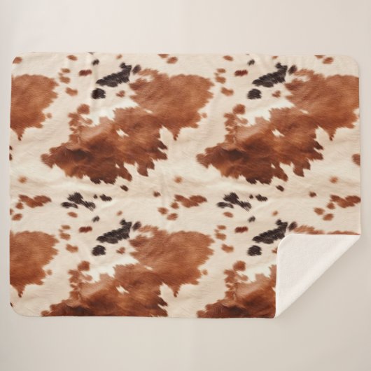 Weißbrauner Cowhide Sherpadecke (Vorderseite (Horizontal))