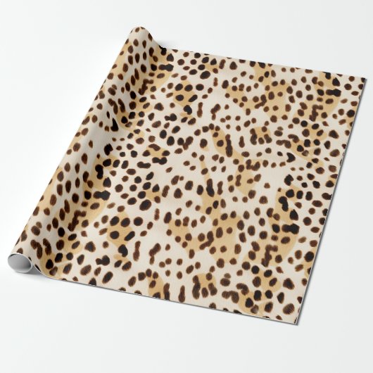 Weißbrauner Leopard Geschenkpapier (Ungerollt)