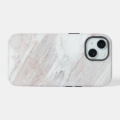 Weißbrauner Marmor iPhone 15 Hülle (Rückseite (Horizontal))