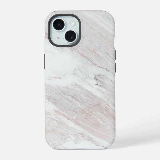 Weißbrauner Marmor iPhone 15 Hülle (Rückseite)