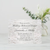 Weißbuch Birkenbaum Barke Rustikale Holzhochzeit Einladung (Stehend Vorderseite)