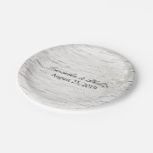 Weißbuch Birkenbaum Barke Rustikale Holzhochzeit Pappteller (Schrägansicht)