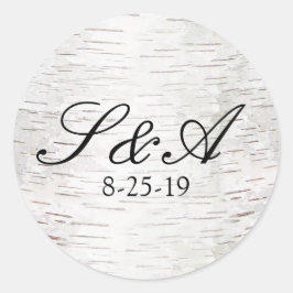 Weißbuch Birkenbaum Barke Rustikale Holzhochzeit Runder Aufkleber