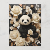 Weißbuch Rose und Panda Bear Valentine Postkarte (Vorderseite)