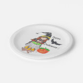 Weißbuch-Teller Halloween-Hexe Pappteller (Schrägansicht)